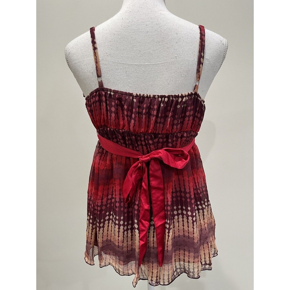 Vintage Womens Y2K Sheer Babydoll Top Size M Red Dark Fairy Whimsigoth Tie - Picture 2 of 7